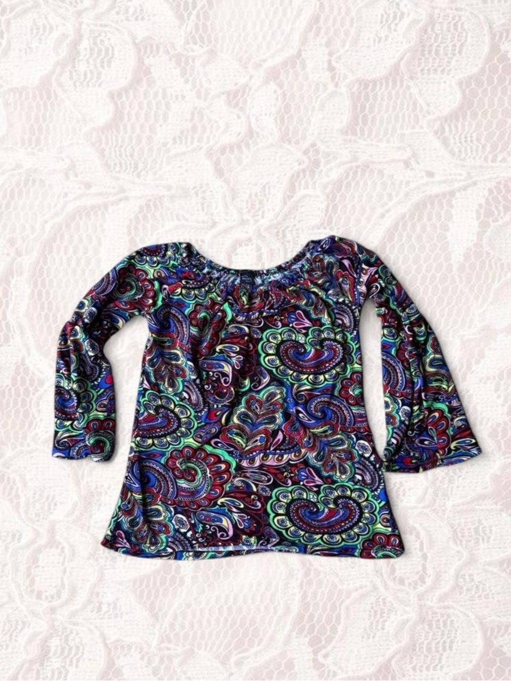 2000s Colorful Bell Sleeve Tunic Top